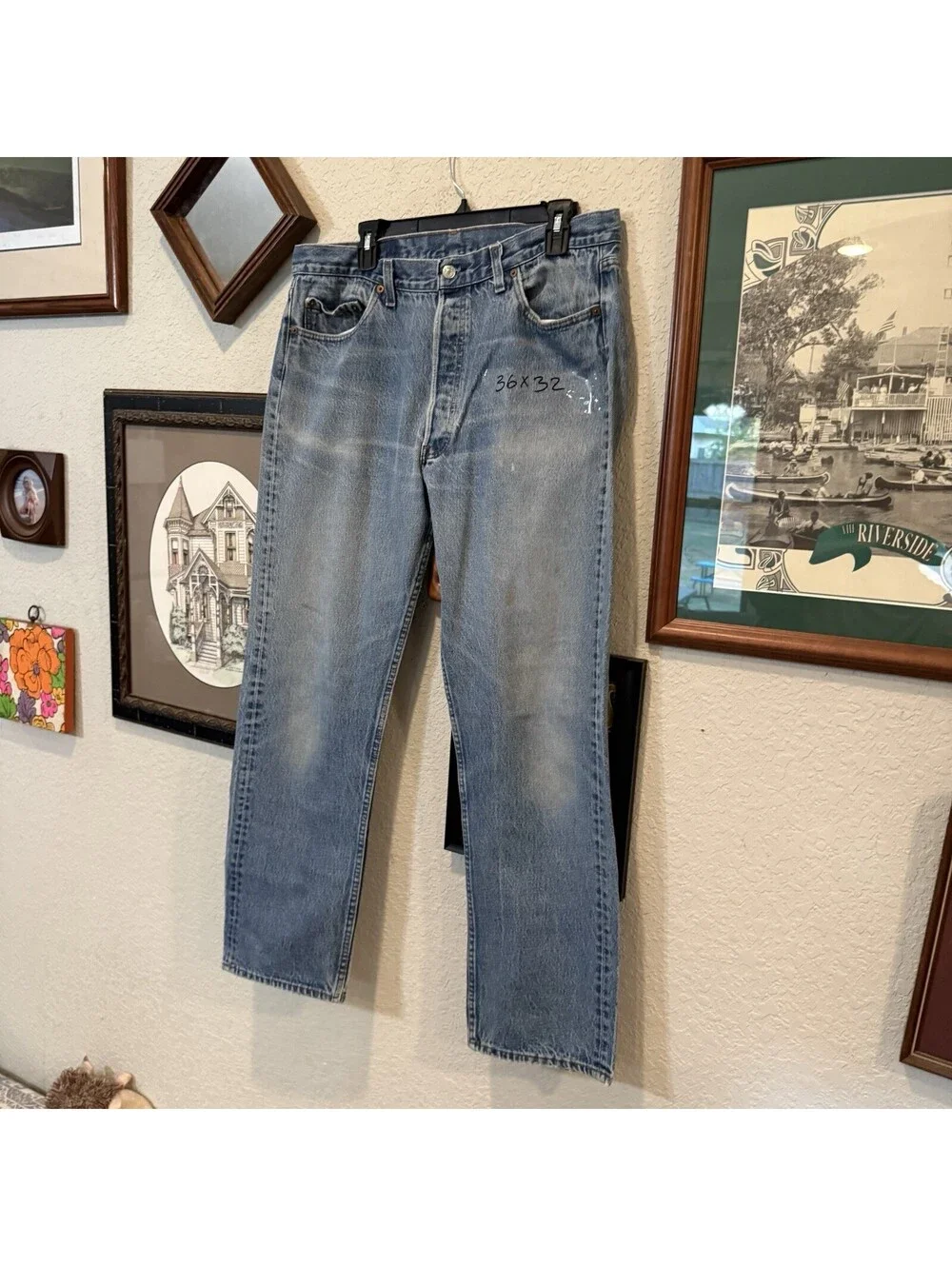 Vintage 80s RARE Levi’s 501 STF Men’s 36x32 Blue Denim Jeans Made in USA 1985